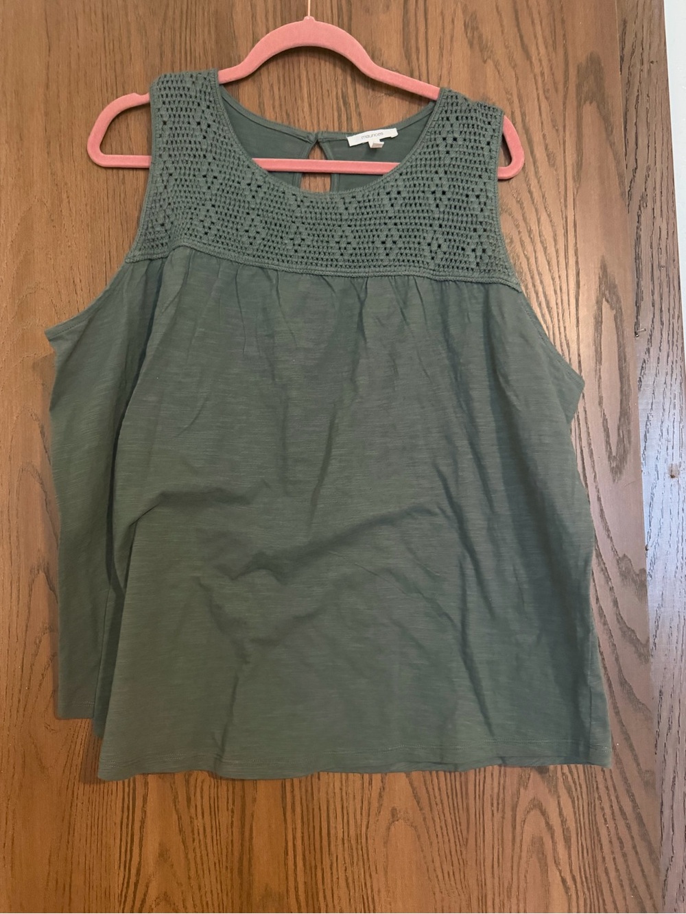 Maurices Olive Crochet Yoke Tank